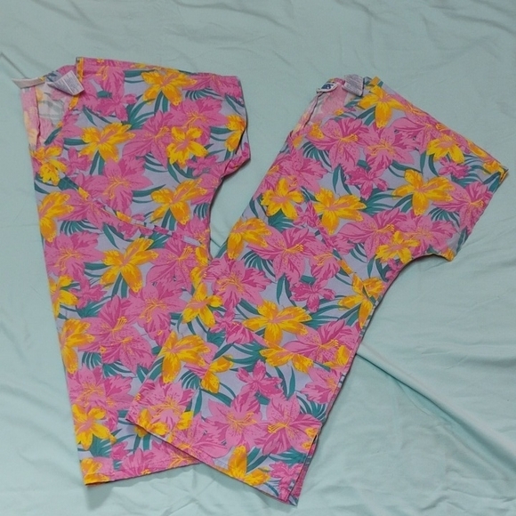 Floral Nurse Scurb-  Pink and Yellow - Picture 3 of 3